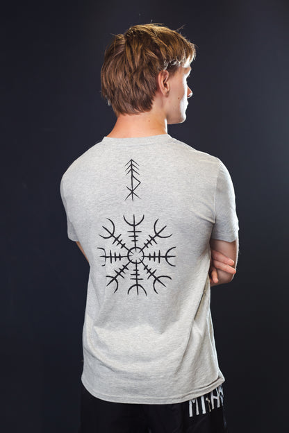 Einherjar T-Shirt Ægishjálmur Grau