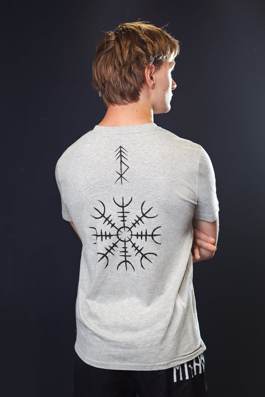 Einherjar T-Shirt Ægishjálmur Grau